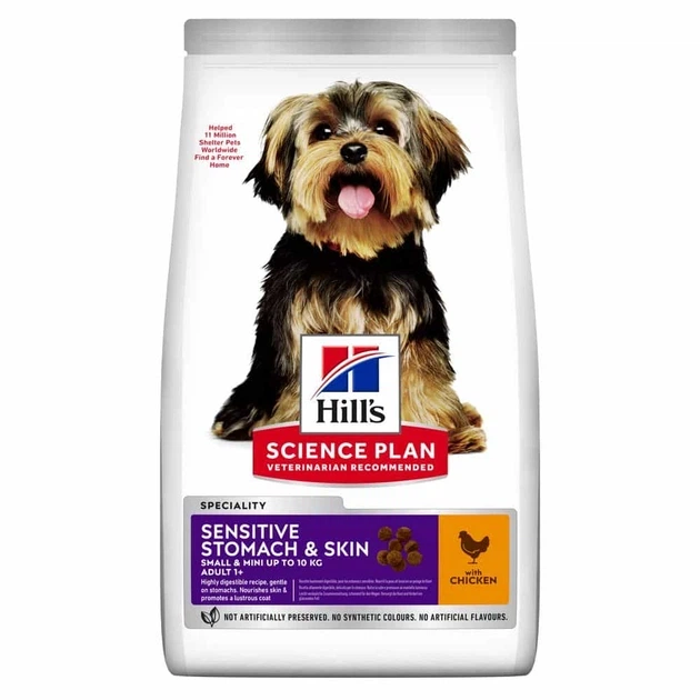 Hill’s SCIENCE PLAN Adult Sensitive Stomach&Skin Small&MIni Сухий корм при чутливому шлунку та шкірі для дорослих малих і мініатюрних собак, з куркою,6 кг - изображение 3