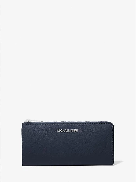 Женский кошелек Michael Kors Jet Set Travel Large Saffiano Leather Quarter-Zip Wallet синий - изображение 2