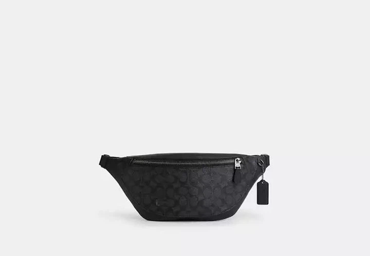 Чоловіча сумка-бананка Coach Warren Belt Bag In Signature Canvas (сіра) - Фото 2 Чоловіча сумка-бананка Coach Warren Belt Bag In Signature Canvas (сіра) - зображення 2