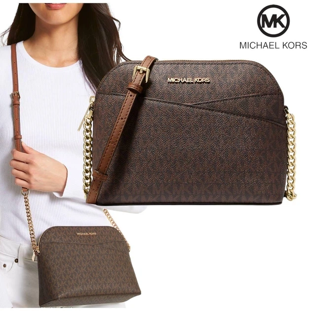 Сумка жіноча MICHAEL Michael Kors Jet Set Travel Medium Logo Dome Crossbody Bag (коричнева) - зображення 2