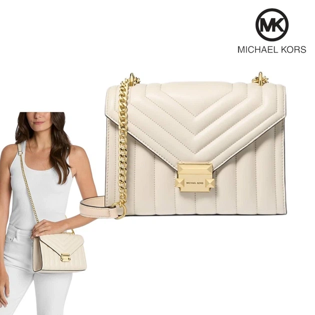 Женская сумка Michael Kors Whitney Medium Quilted Shoulder Bag (кремовая) - изображение 2