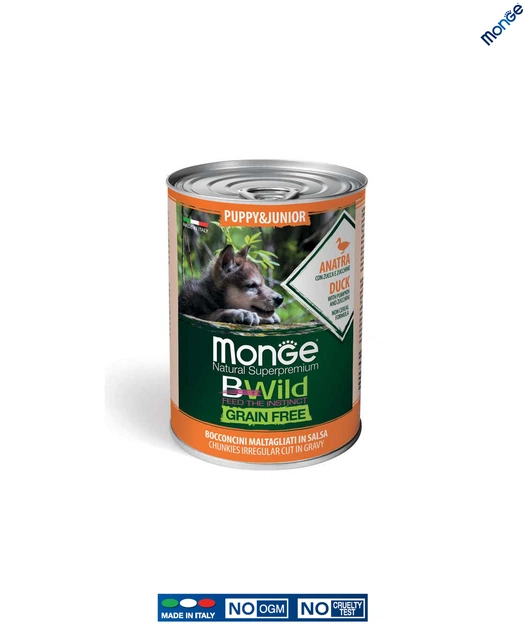 Вологий корм Monge Dog Wet Bwild Grain Free Puppy & Junior качка гарбуз цукіні 0.4 кг (012607) - зображення 2