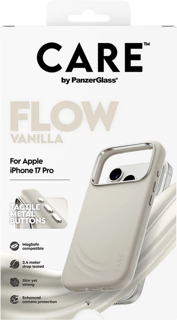 Etui plecki CARE by PanzerGlass FLOW MagSafe do Apple iPhone 17 Pro Vanilla (CR10484) - obraz 4
