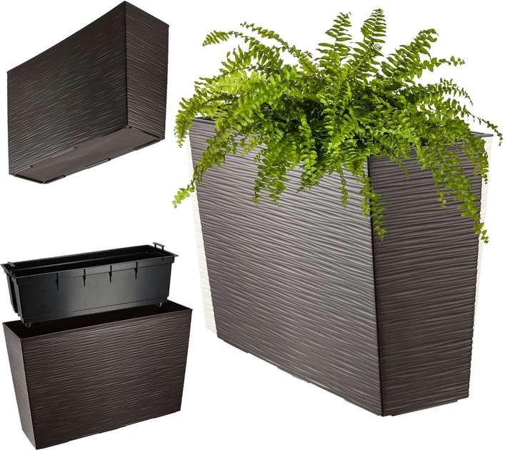 Пластиковий горщик Kadax Werbena + вкладиш 19x56 см Мокка (5903699428757) - зображення 2