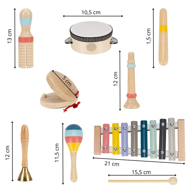 Набір дерев'яних музичних інструментів Springos 8 шт. (5908455307802) - зображення 13