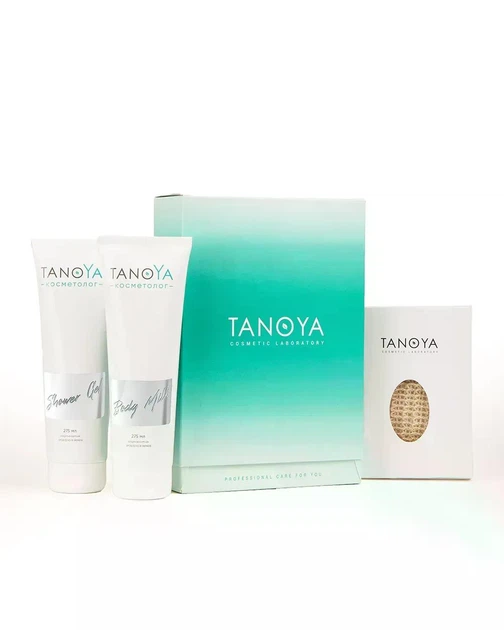 Подарочный набор для тела Tanoya с полинуклеотидами и кашемиром Cosmetolog Молочко 275 мл + Гель для душа 275 мл + Губка для тела - Фото 2 Подарочный набор для тела Tanoya с полинуклеотидами и кашемиром Cosmetolog Молочко 275 мл + Гель для душа 275 мл + Губка для тела - изображение 2