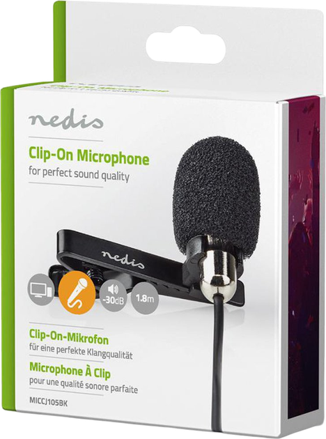 Петличний мікрофон Nedis jack 3.5 мм дротовий Чорний (MICCJ105BK) - зображення 5