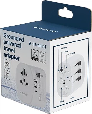 Ładowarka sieciowa Gembird Travel Power Adapter 15W 2 x USB-A + 1 x USB-C White (TPA-EU2A1C15-01-W) - obraz 7