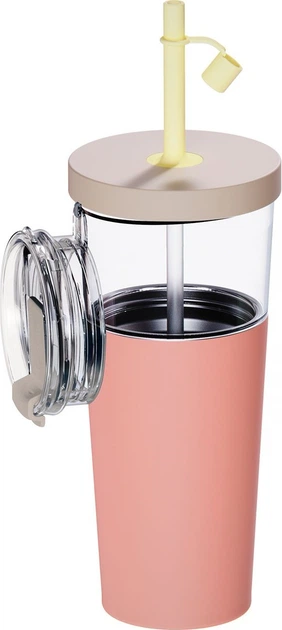 Термокухоль Asobu Marina Пастельний Персиковий 2 в 1 із соломинкою 845 мл (842591058417) - зображення 2