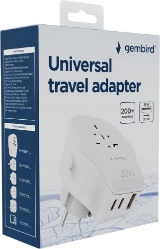 Ładowarka sieciowa Gembird Travel Power Adapter 20W 1 x USB-A + 2 x USB-C White (TPA-1A2C20-02-W) - obraz 5