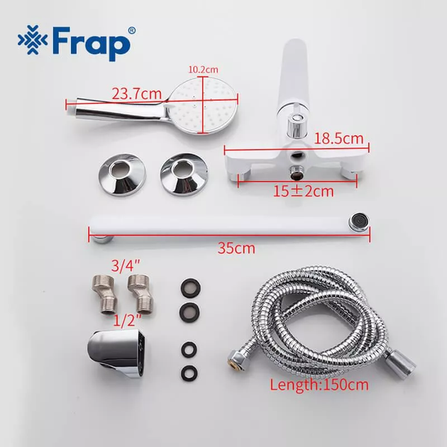Змішувач для ванни F2245, білий/хром frap F2245 - Фото 6 Змішувач для ванни F2245, білий/хром frap F2245 - изображение 6