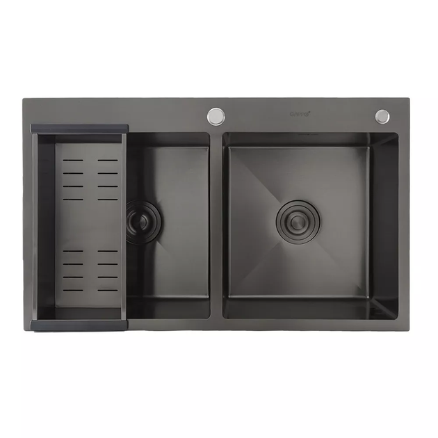 Кухонна мийка GS8350-6 накладна 830x500 мм, нержавіюча сталь, поверхня PVD GAPPO GS8350-6 - изображение 2