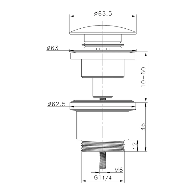 Донний клапан WHR-104-W, автомат, Ø63мм, 1 1/4", білий WEZER WHR-104-W - изображение 5