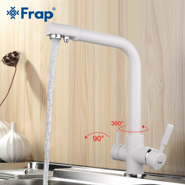 Змішувач для кухні на дві води F4352-8, білий frap F4352-8 - Фото 2 Змішувач для кухні на дві води F4352-8, білий frap F4352-8 - изображение 2