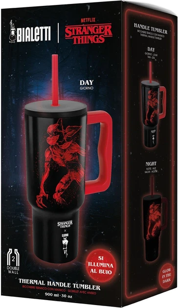 Kubek termiczny Bialetti Stranger Things ze slomka i uchwytem swiecacy w ciemnosci 900 ml (8006363095709) - obraz 3