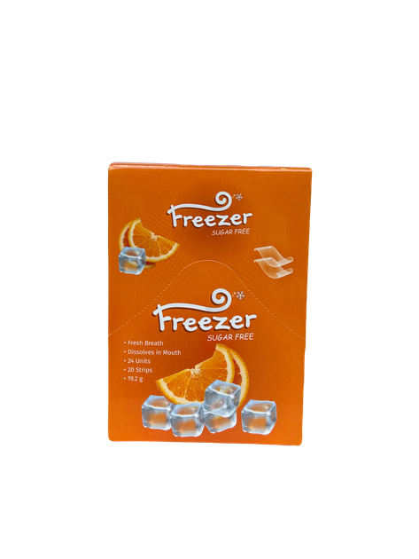 Смужки освіжаючі Freezer без цукру смак Апельсин бокс 24 штуки - Фото 1 Смужки освіжаючі Freezer без цукру смак Апельсин бокс 24 штуки - зображення 1