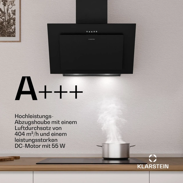Вытяжка настенная Klarstein Athena, черная вытяжка для кухни 60 см 404,4 м3/ч - изображение 2