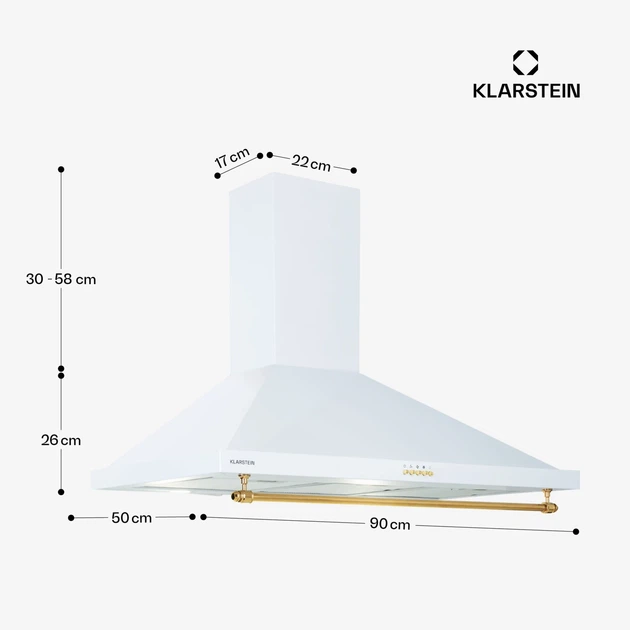 Вытяжка в стиле ретро Klarstein Montblanc 90 см Настенная вытяжка на кухню 610 м3 /ч - изображение 7