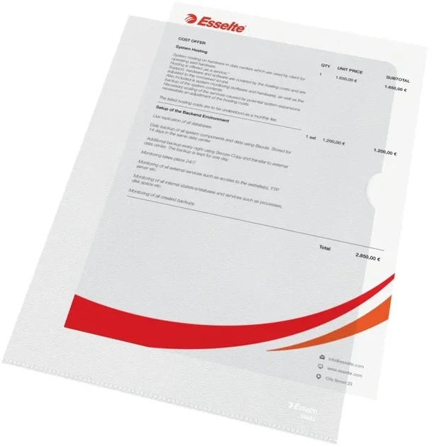 Zestaw koszulek narożnych Esselte Polypropylene (PP) A4 100 szt Przezroczysty 54832 (4001536548321) - obraz 3