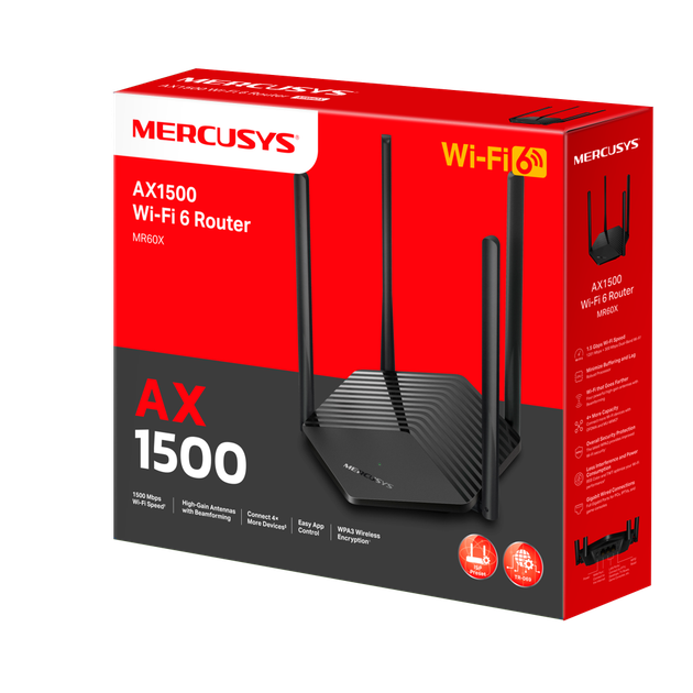 Роутер Mercusys MR60X, AX1500, WI-FI 6, OFDMA, MU-MIMO, IPTV, Beamforming, Smart Connect, BSS Color, Target Wake Time, 2.4G, 5G, UA UCRF - изображение 4