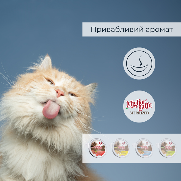 Консервированный корм Morando Migliorgatto Sterilized Беззерновые консервы для стерилизованных кошек мусс с говядиной 85 г (m01461) - изображение 5