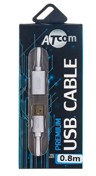 Дата кабель Atcom удлинитель USB 2.0 AM/AF 80см, белый, GOLD plated, блистер - изображение 5