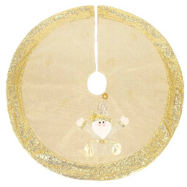 Dywanik pod choinkę SPRINGOS CA0709 z motywem Mikołaja okrągły 106 cm Złoty (5907719423166) - obraz 2