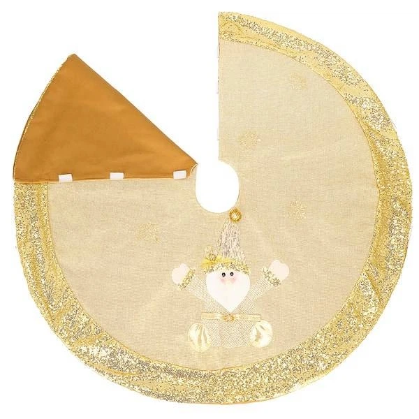 Dywanik pod choinkę SPRINGOS CA0709 z motywem Mikołaja okrągły 106 cm Złoty (5907719423166) - obraz 3