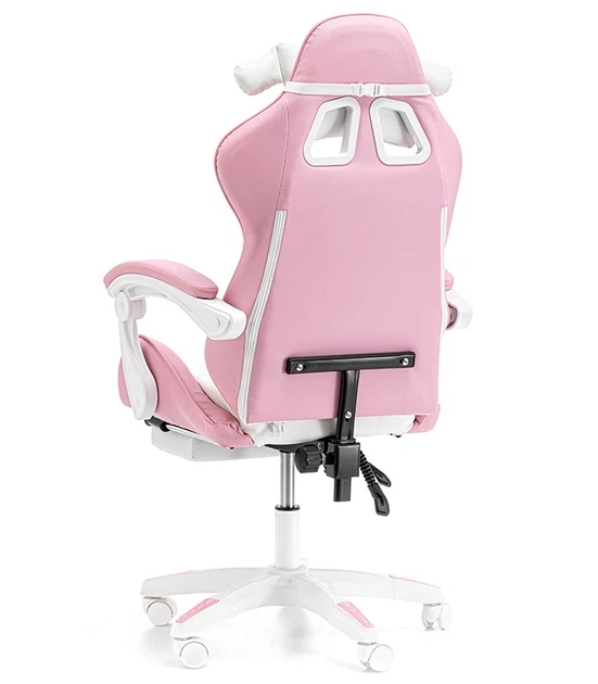 Dziecięcy fotel gamingowy Hedo 100004 z wysuwanym podnóżkiem z masażem Różowe (5904041164262) - obraz 6