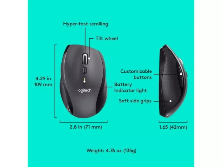 Міша Logitech M705 Marathon Mouse Wireless Black (910-001945, 910-001963) - зображення 4
