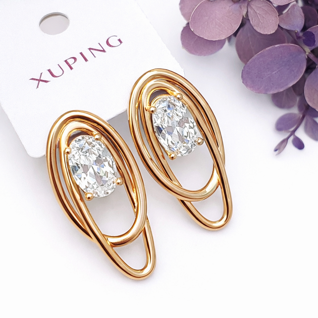 Серьги Xuping Jewelry длина 2.9см ширина 1.3см медицинское золото позолота 18К с1588 - Фото 1 Серьги Xuping Jewelry длина 2.9см ширина 1.3см медицинское золото позолота 18К с1588 - изображение 1