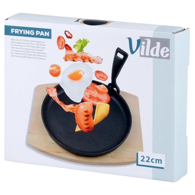 Patelnia do serwowania Vilde Cast Line żeliwna z deską 22 cm (5904316487799) - obraz 2