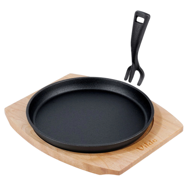 Patelnia do serwowania Vilde Cast Line żeliwna z deską 22 cm (5904316487799) - obraz 3