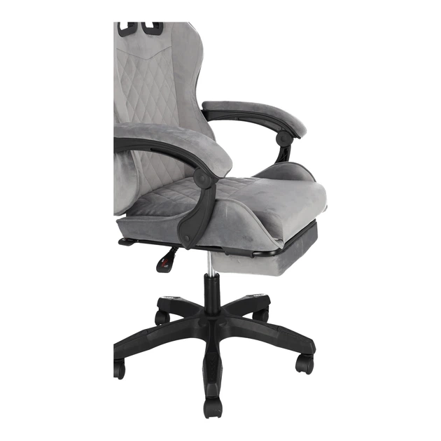 Ігрове крісло Hedo 100050 з висувною підставкою для ніг Сіре (5907184130125) - зображення 6