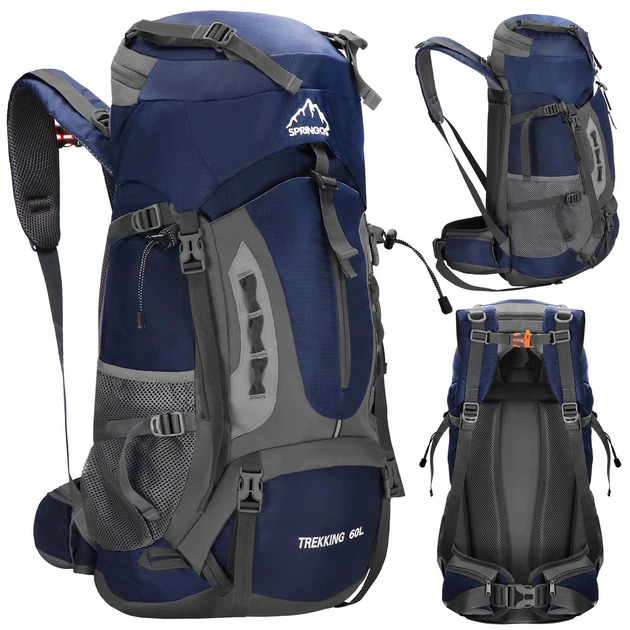 Туристичний рюкзак Springos 60 L survival kemping з свистком Темно-синій (5907719484426) - зображення 2
