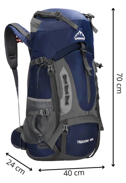 Туристичний рюкзак Springos 60 L survival kemping з свистком Темно-синій (5907719484426) - зображення 11