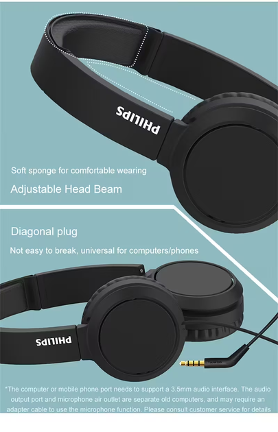 Наушники проводные Philips On-ear headphones TAH4105 Black - изображение 4
