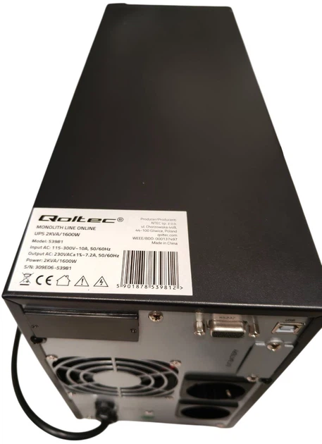 UPS Qoltec Pure Sine Wave 2000VA/1600W (53981) (955555904918958) - Outlet - obraz 3