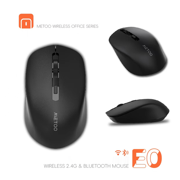 Беспроводная мышь METOO E0 2.4G Wireless и Bluetooth, тихий щелчок, проста в использовании Black - изображение 6