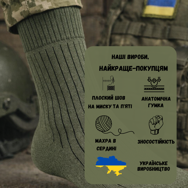 Набор мужских носков теплых высоких махровых Лео 40-45 10 пар Олива (ROZ6501086770) - изображение 3