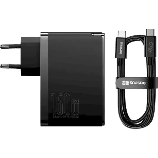Сетевое зарядное устройство BASEUS GaN5 Pro 160W (2 Type-C + 1 USB) с кабелем - изображение 2