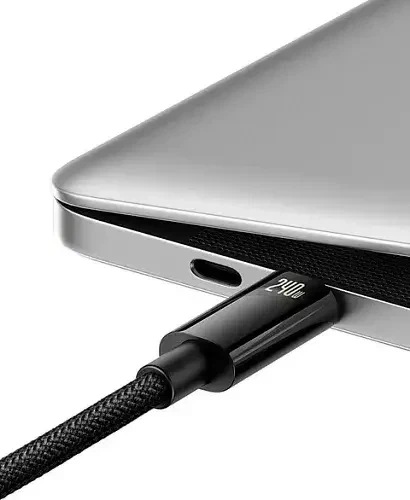 USB кабель на 240W Type-C на Type-C BASEUS Tungsten Gold Fast Charging (2m, 240W). Black - изображение 4