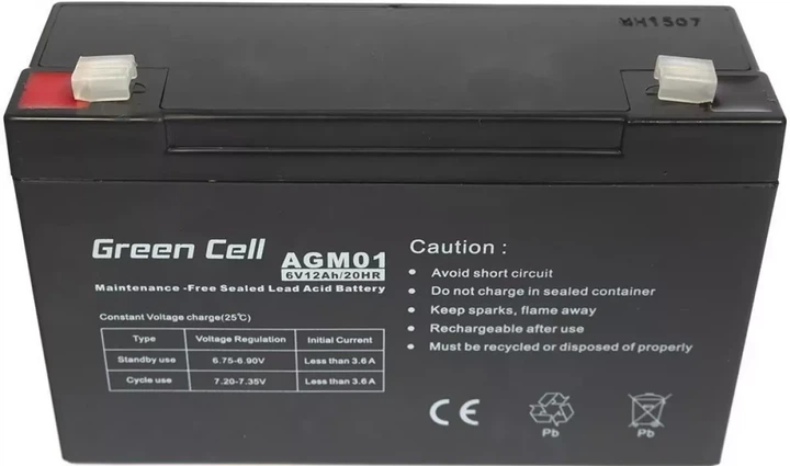 Akumulator Green Cell AGM 6V 12Ah (5902701411473) - obraz 2