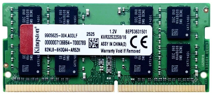 Оперативна пам'ять Kingston ValueRam SODIMM DDR4 16Gb 3200Mhz