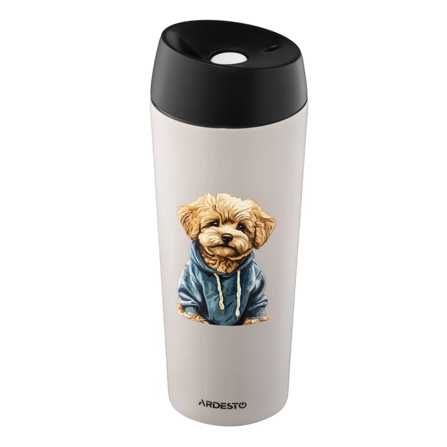Термокружка Ardesto Coffee Time Maltipoo нержавеющая сталь бежевая 450 мл (AR2645MP) - изображение 2