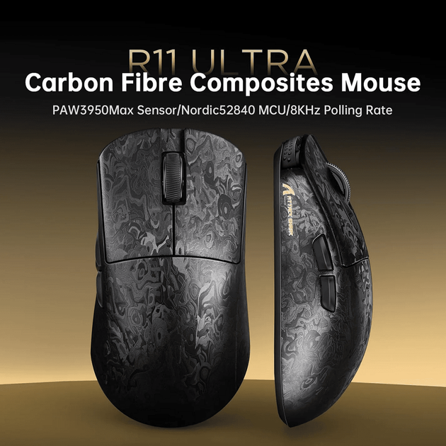 Мышь Attack Shark R11 Ultra carbon fiber игровая, беспроводная - Черный - Фото 7 Мышь Attack Shark R11 Ultra carbon fiber игровая, беспроводная - Черный - изображение 7