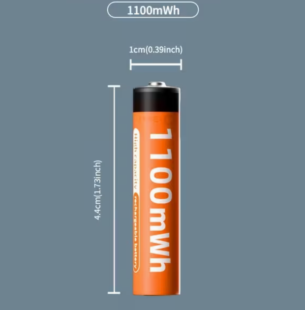 Аккумуляторные батарейки 1100mWh Li-Ion 1.5v AAА мизинчиковые аккумуляторы с зарядкой от USB Type-C Pujimax 8шт - изображение 5