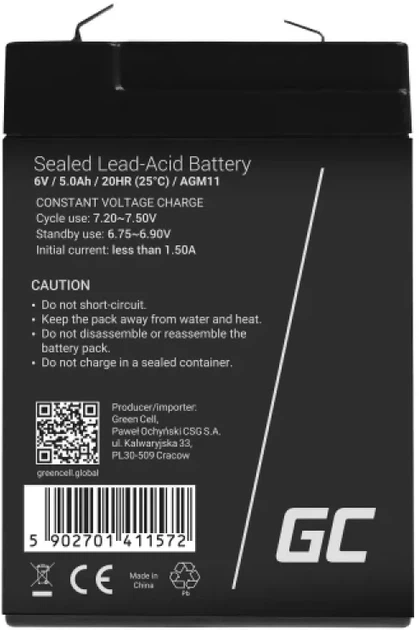 Akumulator Green Cell AGM 6V 5Ah (5902701411572) - obraz 2