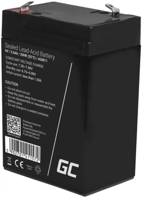 Akumulator Green Cell AGM 6V 5Ah (5902701411572) - obraz 3