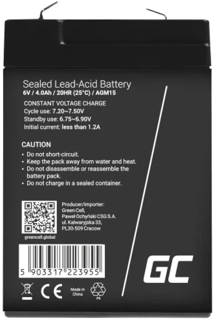 Akumulator Green Cell AGM 6V 4Ah (5903317223955) - obraz 2